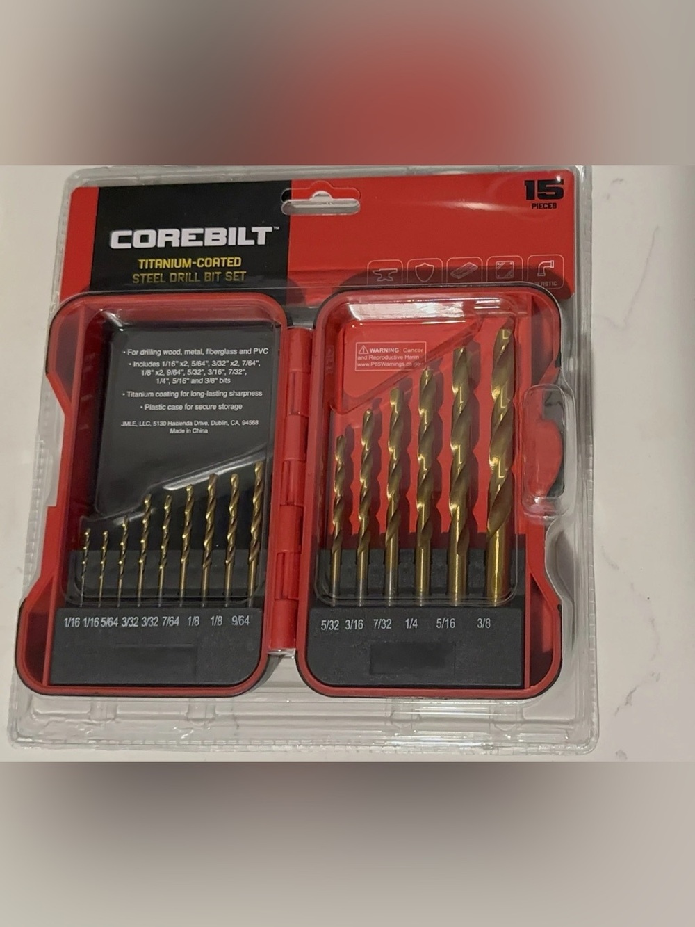 Titanium-Coated Drill Bit Set - Gold and Black